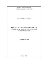 Khai phá dữ liệu về kết quả học tập của học sinh trường Cao đẳng nghề Văn Lang Hà Nội
