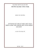 Áp dụng kỹ thuật học máy dựa trên Logic mờ trong bài toán định giá đất