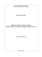 Một số thuật toán cải tiến trong nâng cao chất lượng ảnh vân tay