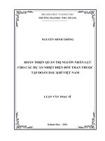 Hoàn thiện quản trị nguồn nhân lực cho các dự án nhiệt điện đốt than thuộc Tập đoàn Dầu khí Việt Nam