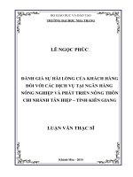 Đánh giá sự hài lòng của khách hàng đối với các dịch vụ tại Ngân hàng Nông nghiệp và Phát triển nông thôn chi nhánh Tân Hiệp - tỉnh Kiên Giang