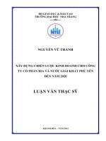 Xây dựng chiến lược kinh doanh cho Công ty Cổ phần Bia và nước giải khát Phú Yên đến năm 2020