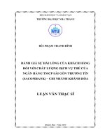 Đánh giá sự hài lòng của khách hàng đối với chất lượng dịch vụ thẻ của Ngân hàng TMCP Sài Gòn Thương Tín (Sacombank) - chi nhánh Khánh Hòa