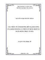 Các nhân tố ảnh hưởng đến sự hài lòng của khách hàng cá nhân sử dụng dịch vụ ngân hàng trực tuyến