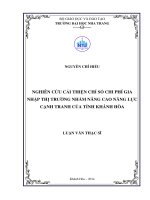 Nghiên cứu cải thiện chỉ số chi phí gia nhập thị trường nhằm nâng cao năng lực cạnh tranh của tỉnh Khánh Hòa