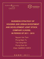 Business strategy of housing and urban investment and development joint stock company 8 (hud8) in period of 2011 - 2015