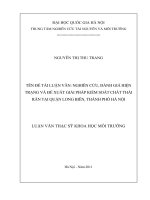 Nghiên cứu, đánh giá hiện trạng và đề xuất giải pháp kiểm soát chất thải rắn tại quận Long Biên, thành phố Hà Nội