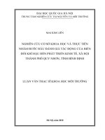 Nghiên cứu cơ sở khoa học và thực tiễn nhằm bước đầu đánh giá tác động của biến đổi khí hậu đến phát triển kinh tế, xã hội Thành phố Quy Nhơn, tỉnh Bình Định