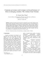 Corporate governance and its impact on the performance of firms in emerging countries  The evidence from Vietnam