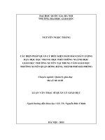 Các biện pháp quản lý điều kiện đảm bảo chất lượng dạy học bậc trung học phổ thông ngành học giáo dục thường xuyên tại Trung tâm Giáo dục Thường xuyên quận Hồng Bàng, thành phố Hải Phòng