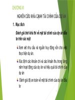 Slide môn lập và quản lý dự án đầu tư: Chương 6: Nghiên cứu khía cạnh tài chính của dự án