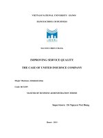 Improving service quality. The case of United Insurance Company = Nâng cao chất lượng dịch vụ trượng hợp của công ty bảo hiểm liên hiệp