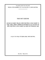 Đánh giá hiện trạng môi trường làng nghề và thực hiện chính sách pháp luật về bảo vệ môi trường làng nghề tại một số tỉnh Bắc Bộ