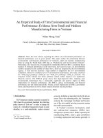 An Empirical Study of Firm Environmental and Financial Performance Evidence from Small and Medium Manufacturing Firms in Vietnam