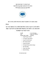 TIỂU LUẬN MÔN PHƯƠNG PHÁP NGHIÊN CỨU KHOA HỌC SỰ TÁC ĐỘNG CỦA MÔI TRƯỜNG SÁNG TẠO VÀ TỔ CHỨC HỌC TẬP LÊN SỰ ĐỔI MỚI TRONG TỔ CHỨC CÁC DOANH NGHIỆP TẠI VIỆT NAM