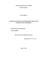 Corporate governance in Vietnam and in state owned enterprises after equitization = Quản trị doanh nghiệp ở Việt Nam và tại các doanh nghiệp nhà nước sau cổ phần hóa