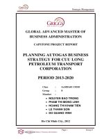 Planning autogas business strategy for Cuu long petroleum transport corporation period 2013-2020