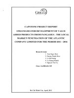Strategies for development of value added products from Pangasius - the local market penetration of the Atlantic company limited for the period 2011-2016
