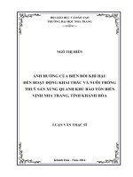 Ảnh hưởng của biến đổi khí hậu đến hoạt động khai thác và nuôi trồng thủy sản xung quanh khu bảo tồn biển Vịnh Nha Trang, tỉnh Khánh Hòa