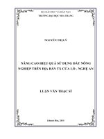 Nâng cao hiệu quả sử dụng đất nông nghiệp trên địa bàn TX Cửa Lò - Nghệ An