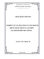 Nghiên cứu sự hài lòng của du khách khi sử dụng dịch vụ lặn biển tại thành phố Nha Trang