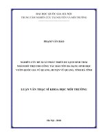 Nghiên cứu đề xuất phát triển du lịch sinh thái nhằm hỗ trợ cho công tác bảo tồn đa dạng sinh học vườn Quốc gia Vũ Quang, huyện Vũ Quang, tỉnh Hà Tĩnh