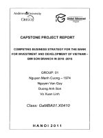 Competing business strategy for the bank for investment and development of Vietnam - Bim Son branch in 2010-2015