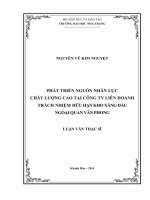 Phát triển nguồn nhân lực chất lượng cao tại Công ty Liên doanh trách nhiệm hữu hạn Kho xăng dầu ngoại quan Vân Phong