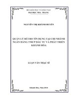 Quản trị rủi ro tín dụng tại chi nhánh Ngân hàng TMCP Đầu tư và phát triển Khánh Hòa