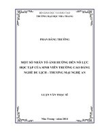 Một số nhân tố ảnh hưởng đến nỗ lực học tập của sinh viên Trường Cao đẳng Nghề Du lịch - Thương mại Nghệ An