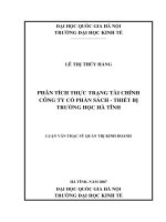 Phân tích thực trạng tài chính công ty cổ phần sách - thiết bị trường học Hà Tĩnh