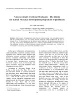 Phân tích một số các rào cản - lý thuyết cho sự phát triển nhân sự trong tổ chức