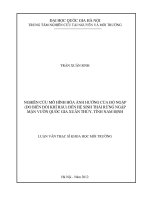 Nghiên cứu mô hình hóa ảnh hưởng của độ ngập (do biến đổi khí hậu) đến hệ sinh thái rừng ngập mặn Vườn Quốc gia Xuân Thủy, tỉnh Nam Định