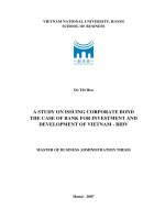 A study on issuing corporate bond the case of bank for investment and development of Vietnam -BIDV