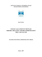 Stock valuation in Vietnam theory, practice and recommendation the case SACOM