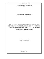 Một số nhân tố ảnh hưởng đến sự hài lòng và lòng trung thành của khách hàng đối với thẻ ATM của Ngân hàng TMCP Đầu tư và phát triển Việt Nam - CN Khánh Hòa