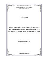 Nâng cao sự hài lòng của người nộp thuế đối với chất lượng dịch vụ tuyên truyền hỗ trợ của Chi cục Thuế thành phố Hà Tĩnh