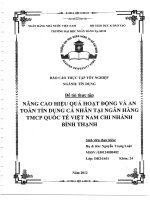 BÁO CÁO THỰC TẬP NGÀNH TÍN DỤNG NÂNG CAO HIỆU QUẢ HOẠT ĐỘNG VÀ AN TOÀN TÍN DỤNG CÁ NHÂN TẠI NGÂN HÀNG TMCP QUỐC TẾ VIỆT NAM CHI NHÁNH BÌNH THẠNH