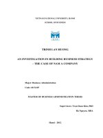 An investigation in building business strategy - the case of Nam A Company = Nghiên cứu xây dựng chiến lược kinh doanh - trường hợp công ty cổ phần xây dựng và sản xuất Nam Á