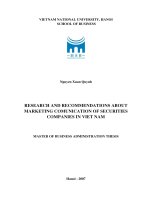 Research and recommendations about marketing comunication of securities companies in Vietnam
