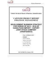 Development business strategy for period of 2013 - 2018 of Hanoi food import - exportjoint stock company (Vihafoodco)