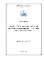 Nghiên cứu áp dụng hệ thống kế toán quản trị tại Công ty Cổ phần Điện lực Khánh Hòa