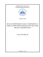 Đề xuất mô hình dịch vụ hậu cần trên biển của nghề câu kiêm nghề mành khai thác mực ở đảo Phú Quý, tỉnh Bình Thuận