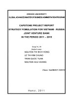 Strategy formulation for Viet Nam - Russia joint venture bank in the period 2011 - 2015
