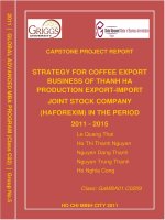 Strategy for coffee export business of Thanh Ha production export-import joint stock company (Haforexim) in the period 2011 - 2015