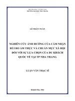 Nghiên cứu ảnh hưởng của cảm nhận rủi ro ẩm thực và chuẩn mực xã hội đối với sự lựa chọn của du khách quốc tế tại thành phố Nha Trang