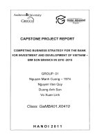 Competing business strategy for the bank for investment and development of VietNam - Bim Son branch in 2010 - 2015