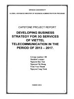 Developing business strategy for 3G services of Viettel Telecommunication in the period of 2013-2017