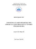 Ảnh hưởng của biến đổi khí hậu đến sinh kế của cộng đồng dân cư ven biển tỉnh Khánh Hòa