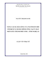 Nâng cao sự hài lòng của người dân đối với dịch vụ hành chính công tại Ủy ban nhân dân thành phố Vinh - tỉnh Nghệ An